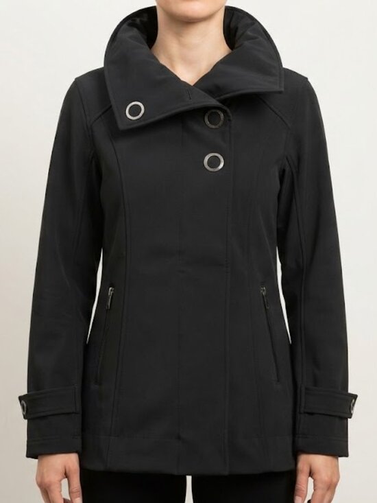 lululemon athletica Jackets & Blazers - Lululemon Black Audrey Soft Shell Long Jacket Zipper & Snaps Pocket